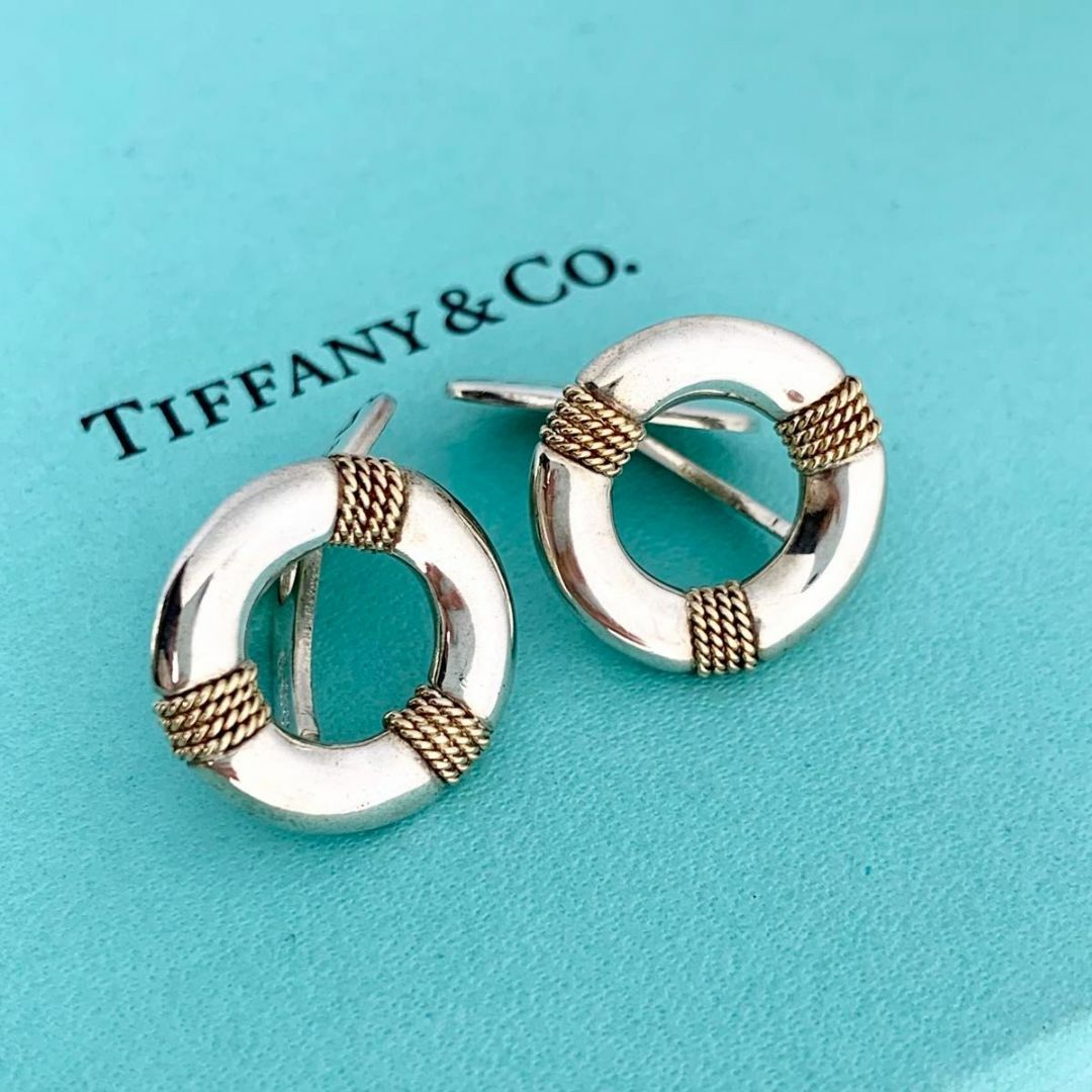 Tiffany & Co.(ティファニー)のティファニーオープン サークル コンビ カフス シルバー K18 di1 メンズのファッション小物(カフリンクス)の商品写真