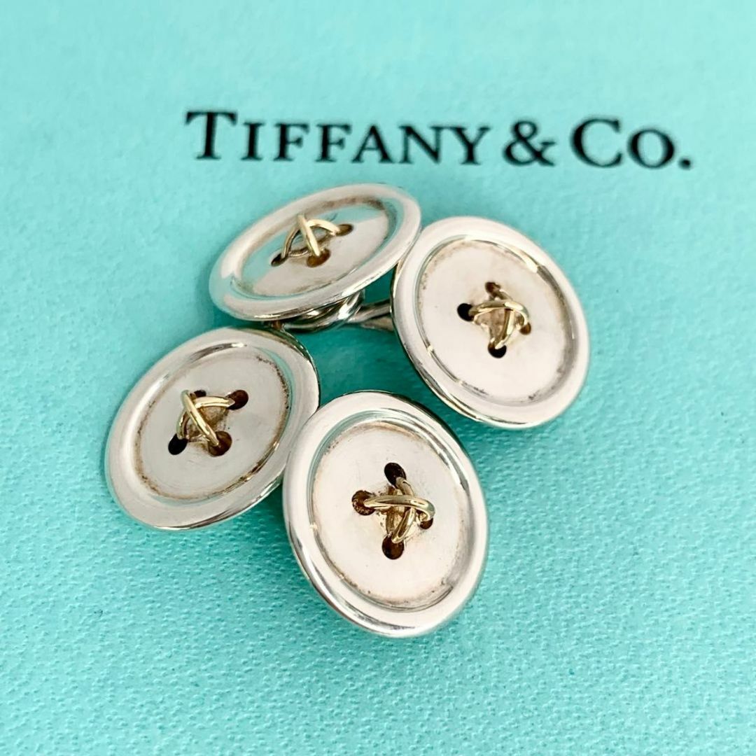 Tiffany & Co.(ティファニー)のティファニー コンビ カフリンクス ボタンK18 シルバー di6 メンズのファッション小物(カフリンクス)の商品写真