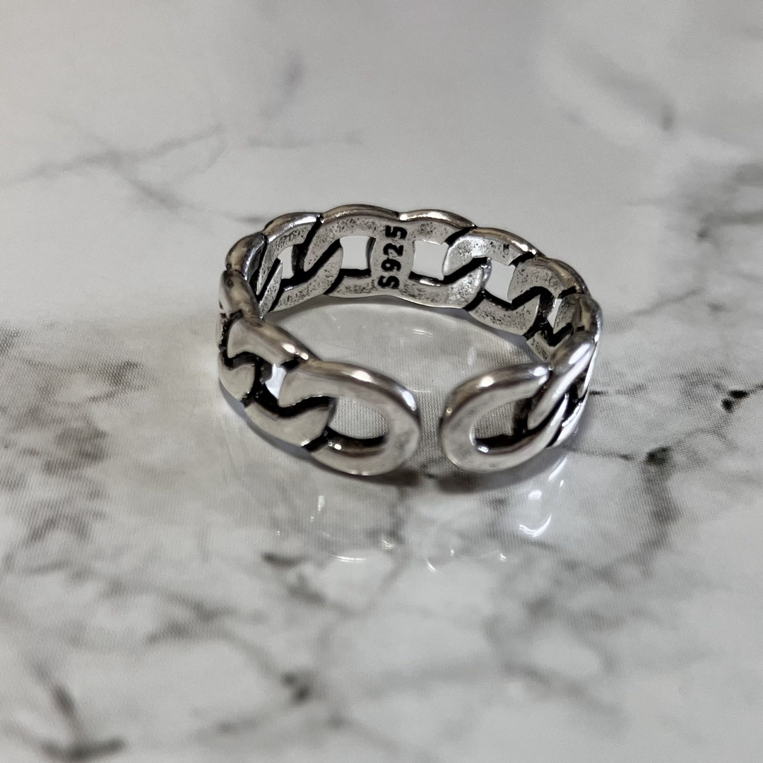シルバーリング　指輪　チェーン　メンズ　silver925　男女兼用　韓国 レディースのアクセサリー(リング(指輪))の商品写真