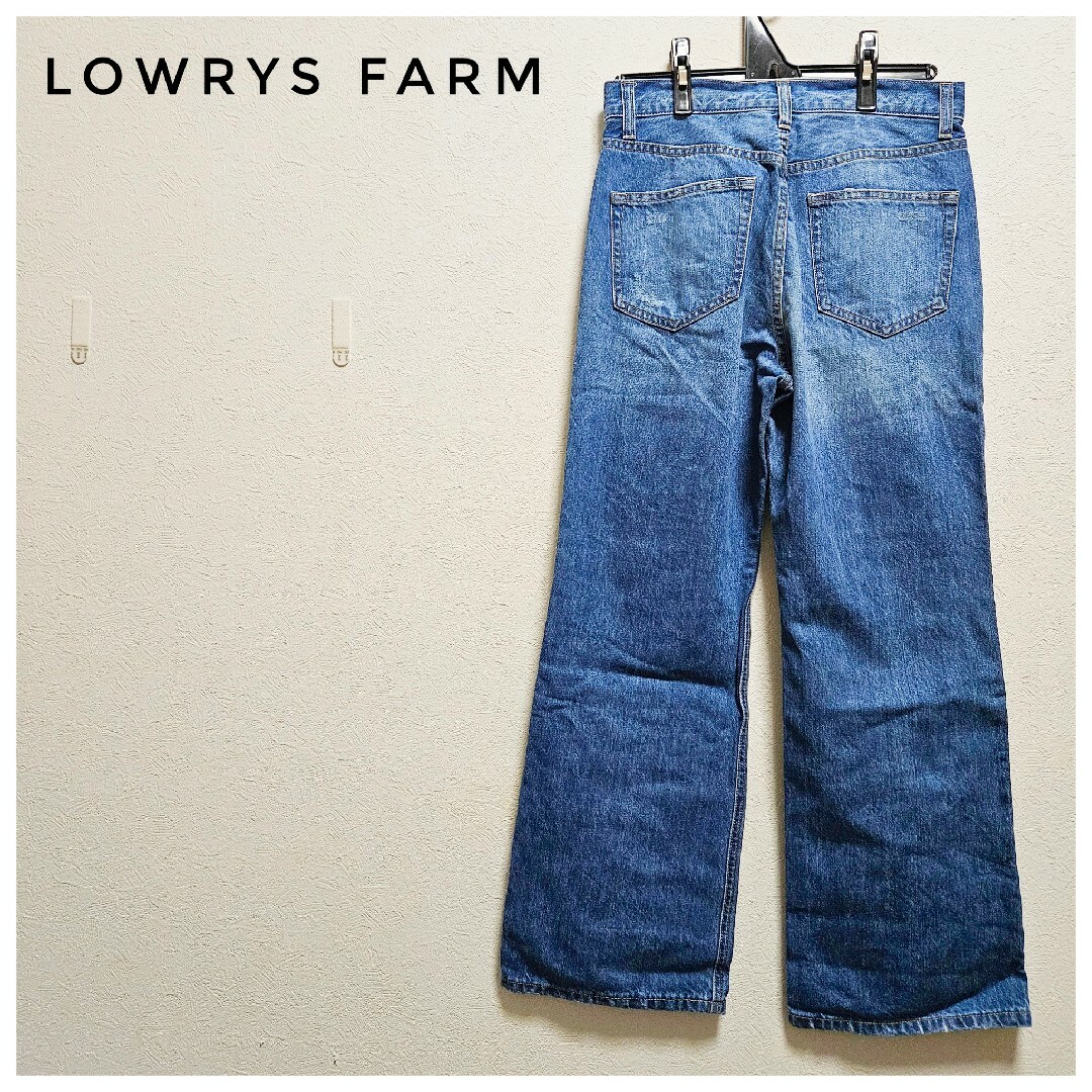 LOWRYS FARM(ローリーズファーム)の美品　LOWRYS FARM　デニム　ダメージ　青　カジュアル　バギー　M レディースのパンツ(デニム/ジーンズ)の商品写真