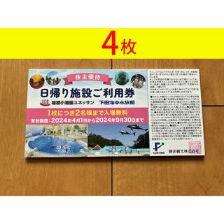 藤田観光　株主優待券　日帰り施設利用券　4枚　匿名発送(その他)