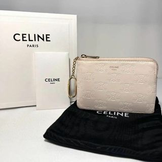 セリーヌ(celine)の【箱付・布袋】セリーヌ　コインケース　フック付き　ピンク　トリオンフカードケース(コインケース)