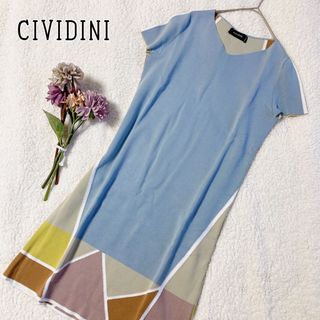 CIVIDINI チヴィディーニ　マルチカラーワンピース　L(ひざ丈ワンピース)