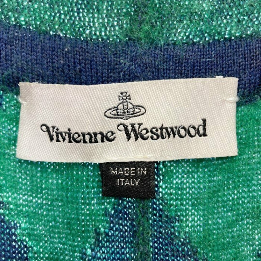 Vivienne Westwood(ヴィヴィアンウエストウッド)の★Vivienne Westwood ヴィヴィアンウェストウッド Squiggle 総柄 ニットパンツ ネイビー×グリーン sizeL/XL メンズのパンツ(その他)の商品写真