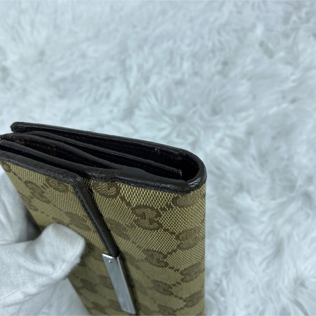 Gucci(グッチ)のグッチ　GUCCI  長財布　キャンバス　GG  シルバープレート　折り財布 レディースのファッション小物(財布)の商品写真