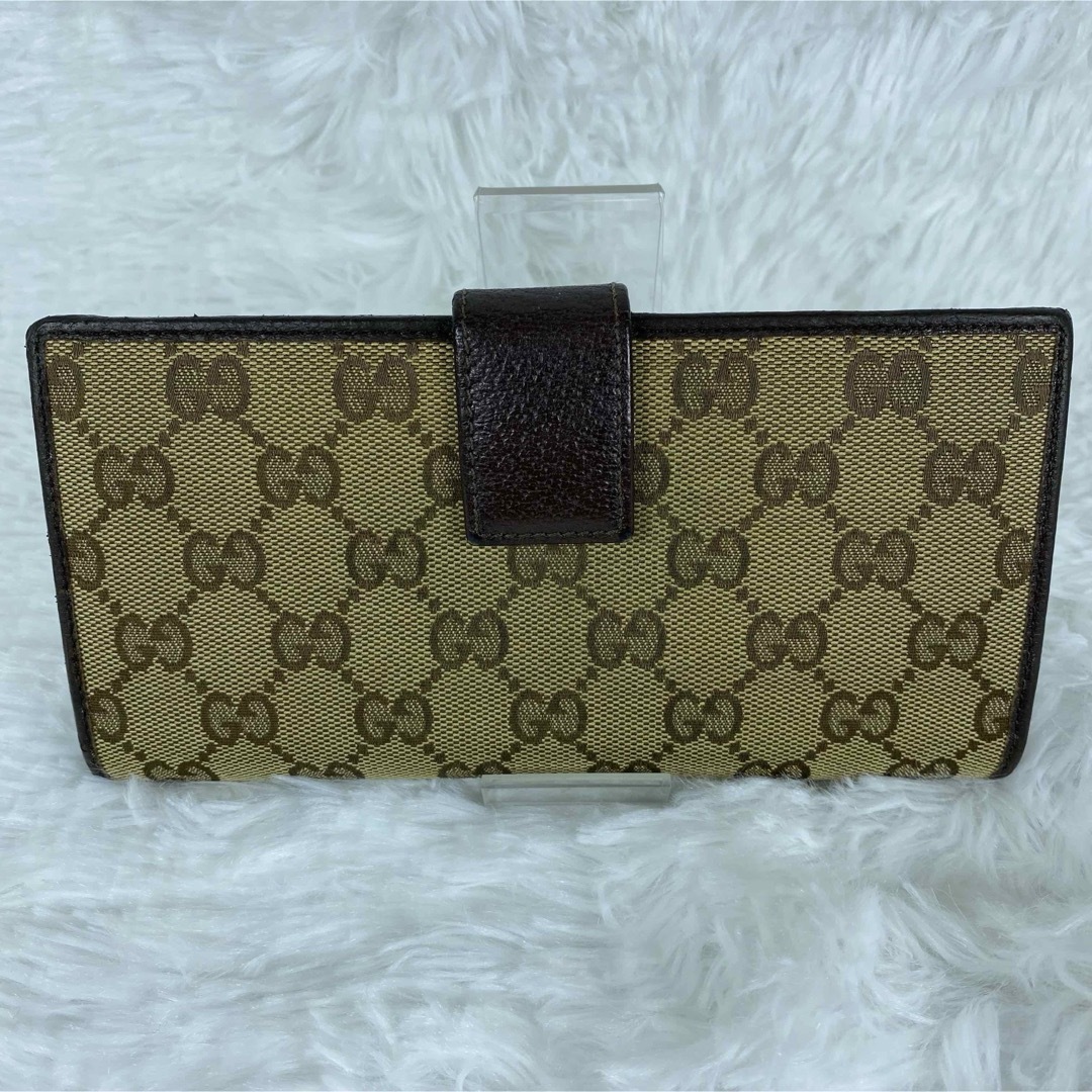 Gucci(グッチ)のグッチ　GUCCI  長財布　キャンバス　GG  シルバープレート　折り財布 レディースのファッション小物(財布)の商品写真