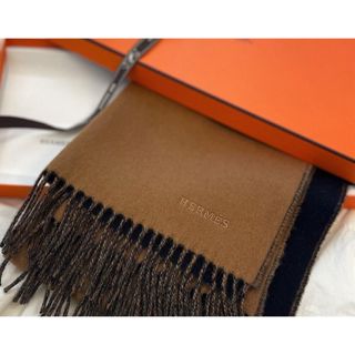 Hermes - HERMES エルメス マフラー スカーフ Hロゴ柄 ウール オレンジ Hermes - HERMES エルメス マフラー スカーフ Hロゴ柄 ウール オレンジ
