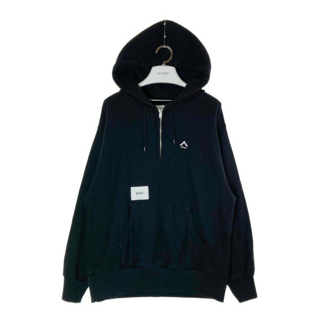 W)taps(ダブルタップス)の★WTAPS ダブルタップス 19AW 192ATDT-CSM22 ハーフジップ スウェットパーカー 刺繍ロゴ ピスネーム ブラック sizeS メンズのトップス(パーカー)の商品写真