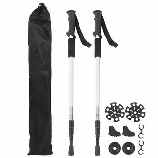 【色: 銀】杖、トレッキングポールセット 杖 キャンプ ハイキング スキーポール(登山用品)