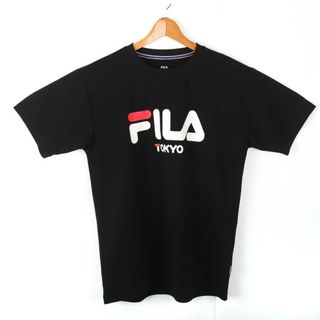 フィラ(FILA)のフィラ 半袖Ｔシャツ トップス ロゴT スポーツウエア メンズ Lサイズ 黒×白 FILA(Tシャツ/カットソー(半袖/袖なし))