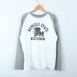 チャンピオン(Champion)のチャンピオン 長袖Ｔシャツ トップス ラグランT コットン 大きいサイズ メンズ XLサイズ 白×グレー×黒 Champion(Tシャツ/カットソー(七分/長袖))