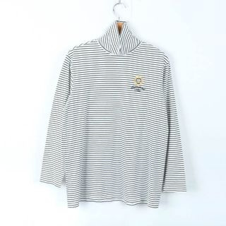 ダンロップ 長袖Ｔシャツ トップス ハイネック ボーダー柄 ゴルフウエア フェニックス 日本製 メンズ Mサイズ 白×黒 DUNLOP(Tシャツ/カットソー(七分/長袖))