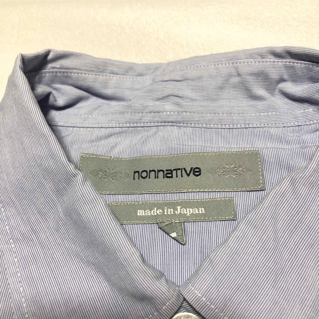 nonnative(ノンネイティブ)の【美品】NONNATIVEノンネイティブ 立体裁断ボタンダウンシャツ 1 青白S メンズのトップス(シャツ)の商品写真