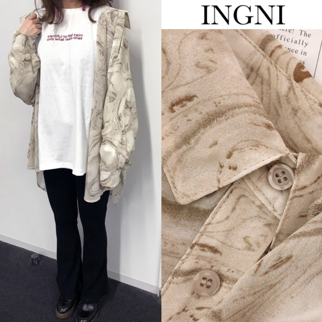 INGNI(イング)のイング マーブル柄 シアー シャツ レディースのトップス(シャツ/ブラウス(長袖/七分))の商品写真