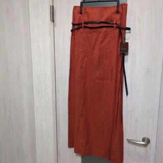 ケンゾー(KENZO)のKENZO 新品未使用 オレンジ ロングスカート スリット入りスカート(ロングスカート)