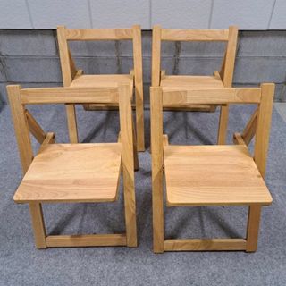 イケア(IKEA)の美品 木製 無垢材 キャンプチェア 椅子 4脚セット 折りたたみ可(折り畳みイス)