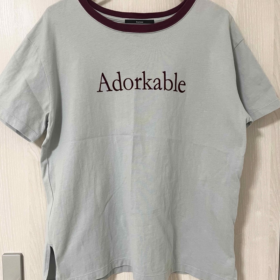 Kastane(カスタネ)のkastane リンガーフロッキーロゴTee 半袖トップス　半袖Tシャツ レディースのトップス(Tシャツ(半袖/袖なし))の商品写真