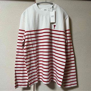 新品 AMI Paris アミパリス ボーダー ロングスリーブ Tシャツ S