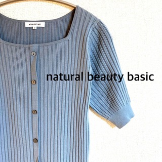 ナチュラルビューティーベーシック(NATURAL BEAUTY BASIC)の美品　natural beauty basic サマーニット　カットソー　ブルー(ニット/セーター)