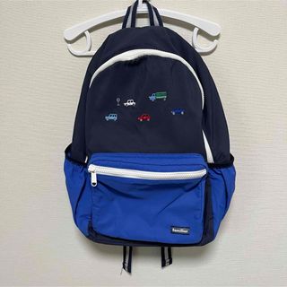 familiar.リュック.ネイビー×ブルー.車の刺繍入り.巾着付き！