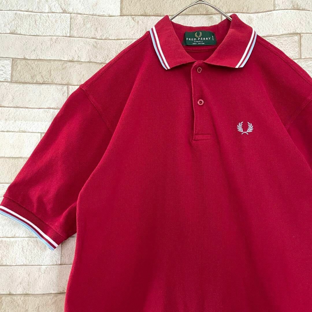 FRED PERRY(フレッドペリー)のフレッドペリー イングランド製 ポロシャツ 半袖 刺繍 ボルドー 白 青 メンズのトップス(ポロシャツ)の商品写真