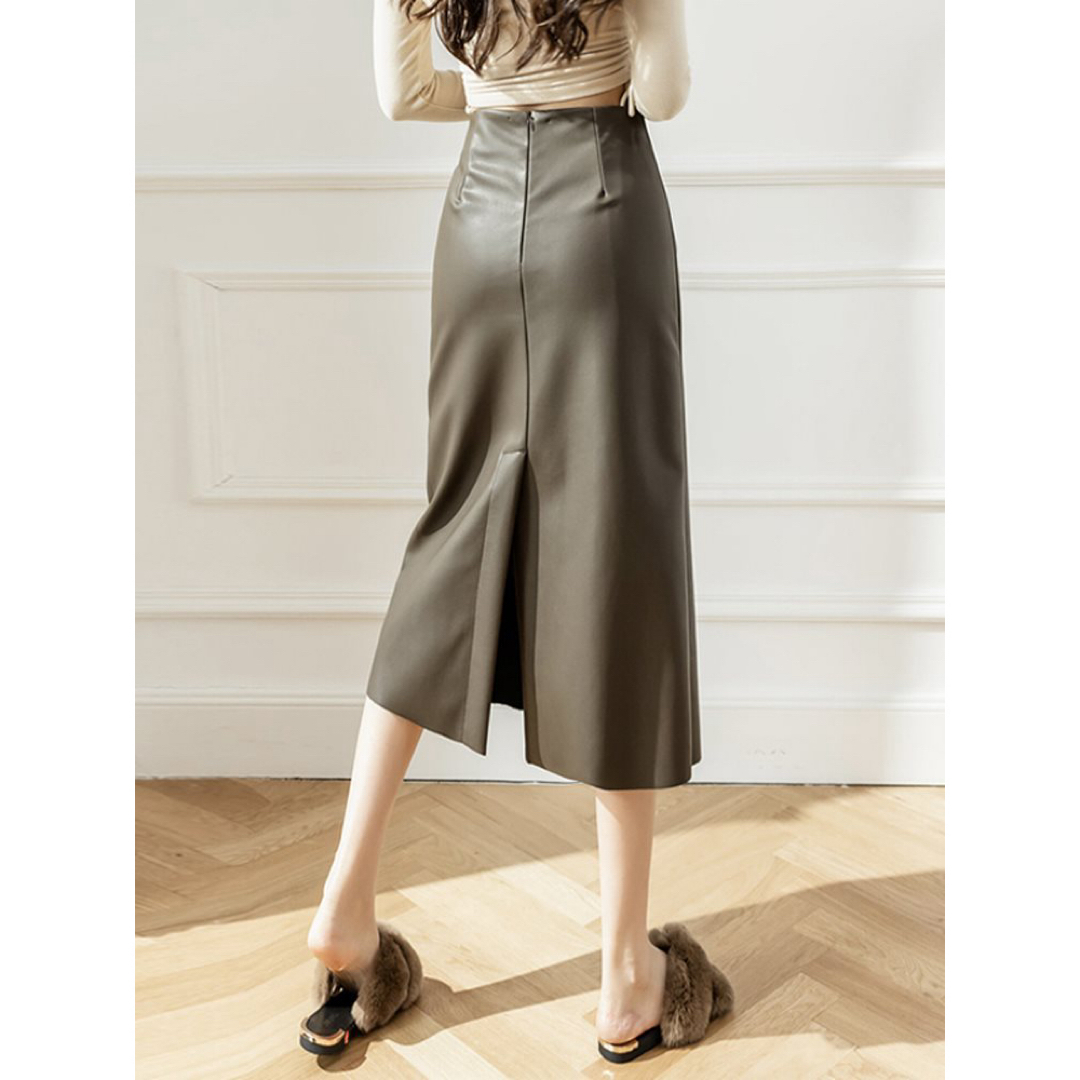 フェイクレザースカート シティエレガンス　ブラック レディースのスカート(ひざ丈スカート)の商品写真