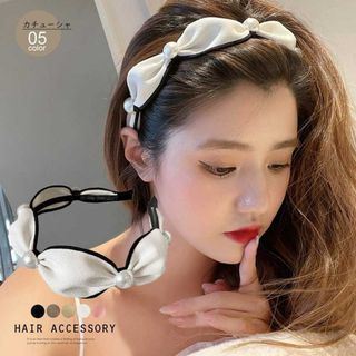 カチューシャ ヘアアクセサリー 韓国風 ヘアアレンジ フェイクパール 髪留め(カチューシャ)