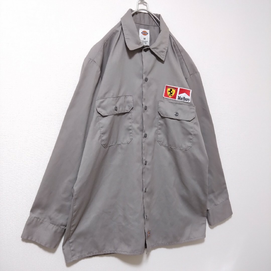 Dickies(ディッキーズ)のシャツ　メンズ　古着　長袖　ディッキーズ　マルボロ　ワッペンロゴ　ダブルポケット メンズのトップス(シャツ)の商品写真