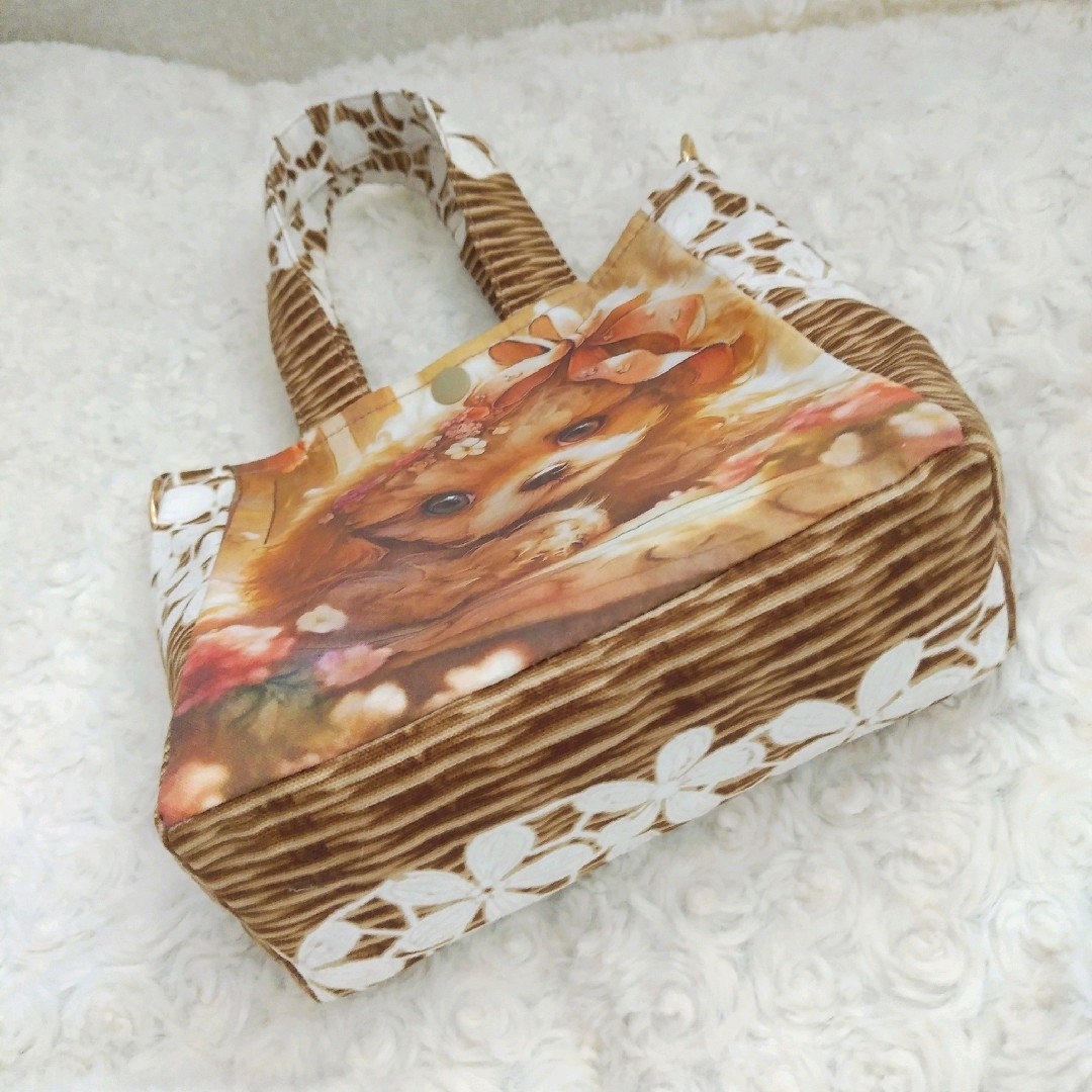 トイプードル×バスケットレース☆ミニトートバッグ　ミニショルダー ハンドメイドのファッション小物(バッグ)の商品写真