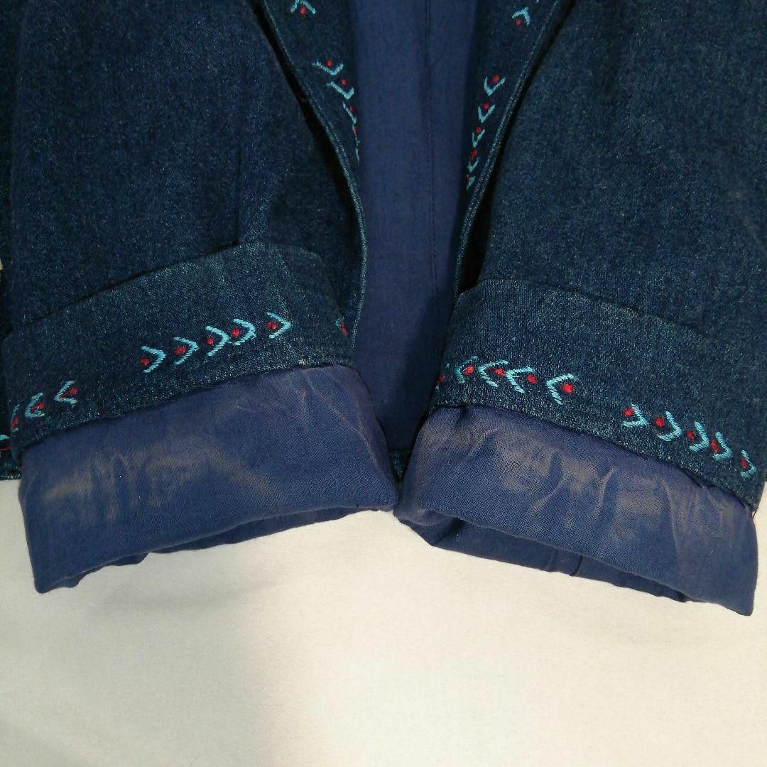 民族刺繍 デニムボレロ ショールカラーカーディガン デニムジャケット ブルゾン レディースのトップス(ボレロ)の商品写真
