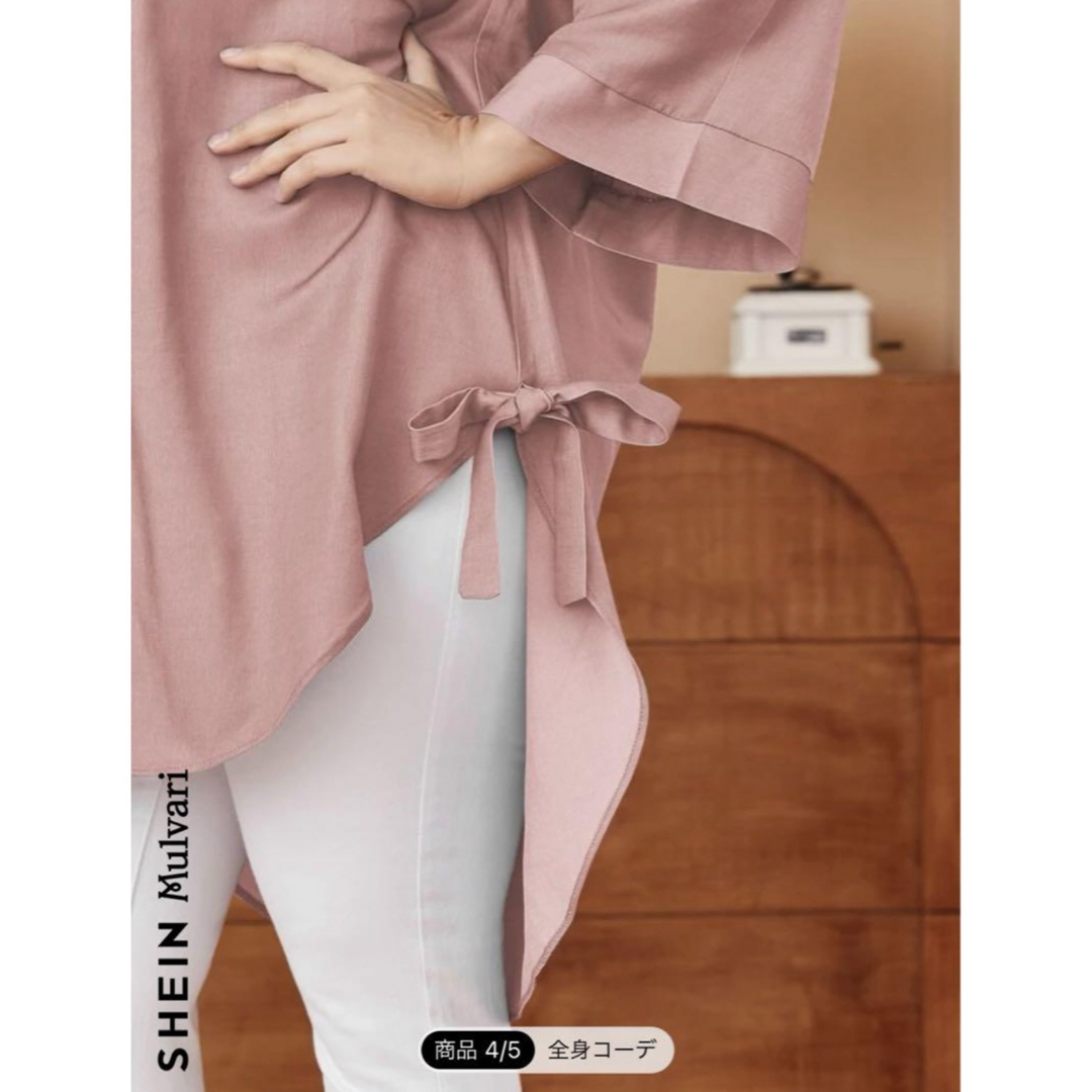 SHEIN(シーイン)のSHEIN シーイン　シャツブラウス　リボン　レディース　ピンク　 レディースのトップス(シャツ/ブラウス(長袖/七分))の商品写真