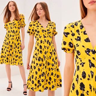 ダイアンフォンファステンバーグ(DIANE von FURSTENBERG)の新品 ダイアンフォンファステンバーグ フローラルプリント ミモレ丈 ワンピース(ひざ丈ワンピース)