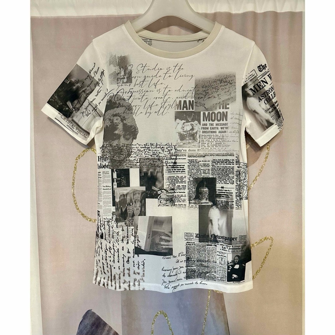 MAISON SPECIAL(メゾンスペシャル)のメゾンスペシャル モナリザ アート コラージュシアーTシャツ ホワイト レディースのトップス(Tシャツ(半袖/袖なし))の商品写真