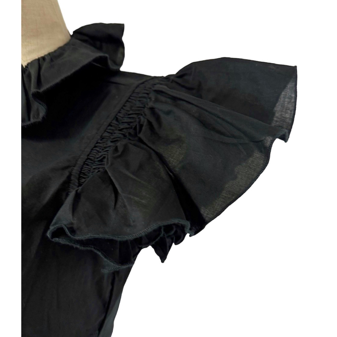 イタリア製 ふんわりフリルのお袖が可愛いコットンシャツ レディースのトップス(シャツ/ブラウス(半袖/袖なし))の商品写真
