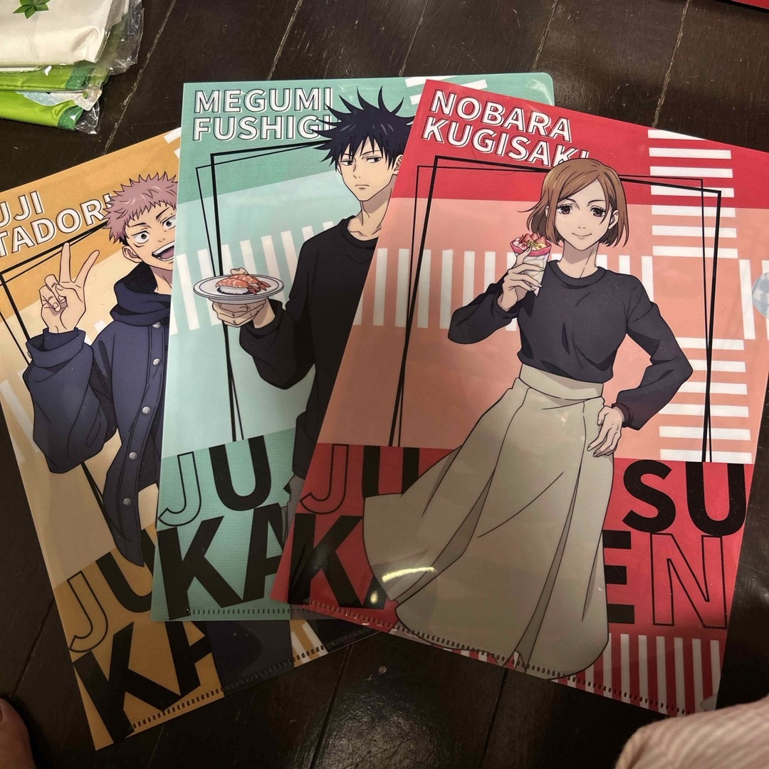 新品　くら寿司コラボ　 呪術廻戦　クリアファイル　三枚セット エンタメ/ホビーのおもちゃ/ぬいぐるみ(キャラクターグッズ)の商品写真