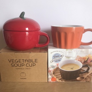 【新品 未使用】トマト型 スープカップ＆ スープマグカップ 2個 セット(グラス/カップ)