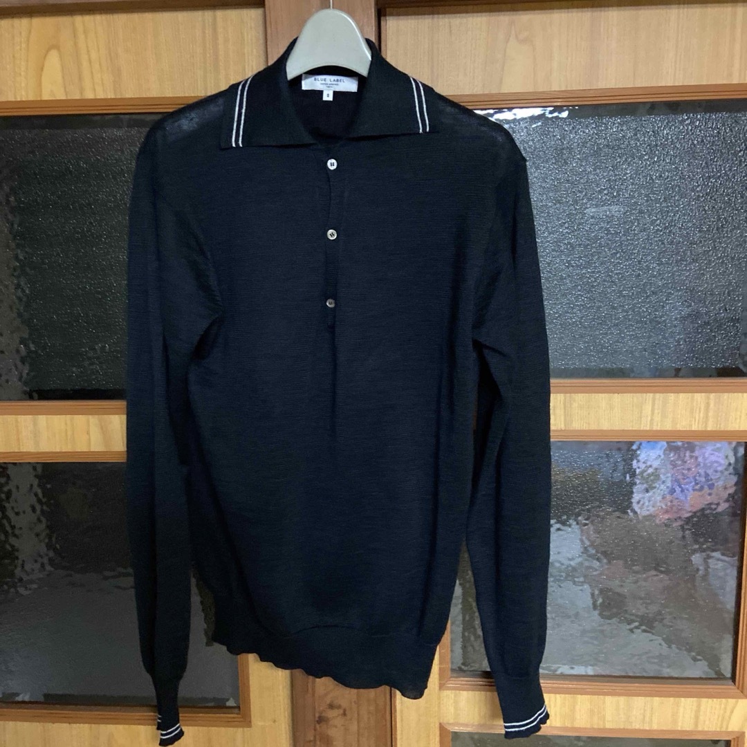 UNITED ARROWS(ユナイテッドアローズ)のUNITED ARROWS  麻100% ポロサマーセーター　ブラック メンズのトップス(ポロシャツ)の商品写真