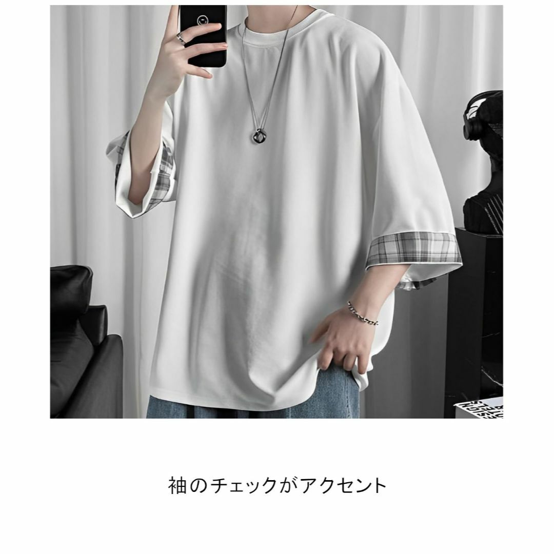 [unifiss] トップス メンズ 袖 チェック 柄 プルオーバー Tシャツ  メンズのファッション小物(その他)の商品写真