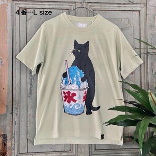 新入荷！4番 L size Drymixカキ氷猫TEE ライムカラー