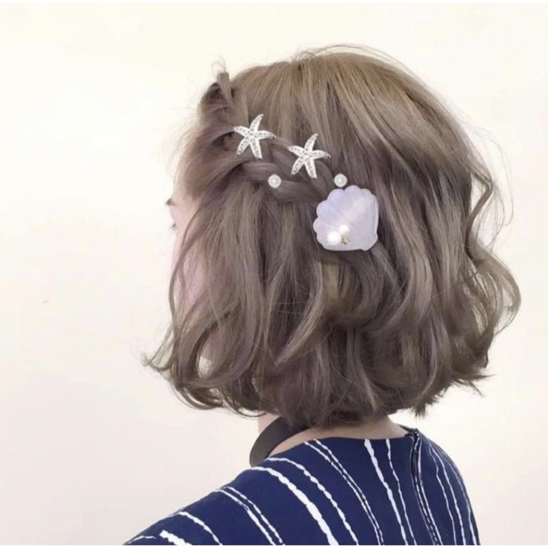 【新品】ヘアアクセサリー 髪飾り パール ヒトデ まとめ髪 Uピン 結婚式 レディースのヘアアクセサリー(ヘアピン)の商品写真