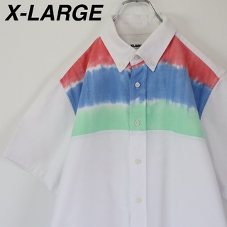 XLARGE - 【希少】エクストララージ／BDシャツ　タイダイ染め　タイダイ柄　白シャツ　M