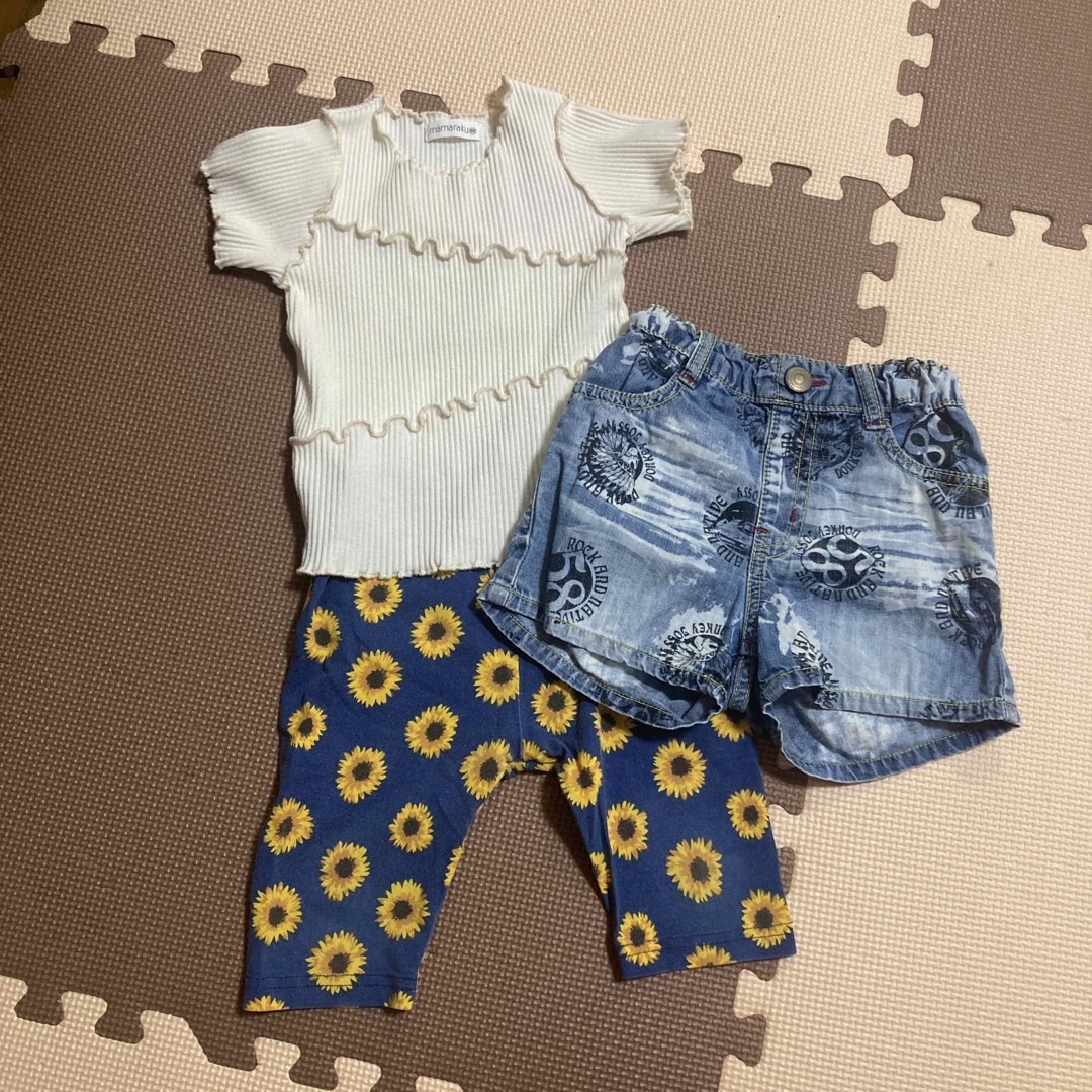 西松屋(ニシマツヤ)のカットソー&半ズボン2枚セット キッズ/ベビー/マタニティのキッズ服女の子用(90cm~)(Tシャツ/カットソー)の商品写真