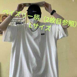 ビッグシルエット ペイズリー 半袖 Tシャツ ストリート ホワイト(Tシャツ/カットソー(半袖/袖なし))