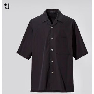 ユニクロ(UNIQLO)のUNIQLO ＋J スーピマコットンオーバーサイズオープンカラーシャツ　黒　美品(シャツ)