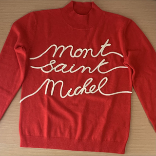 メゾンキツネ(MAISON KITSUNE')のLE MONT SAINT MICHEL セーター ニット ウール レッド 刺繍(ニット/セーター)