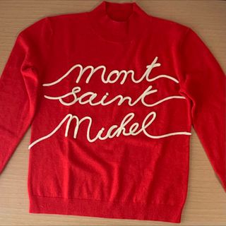 メゾンキツネ(MAISON KITSUNE')のLE MONT SAINT MICHEL セーター ニット ウール レッド 刺繍(ニット/セーター)