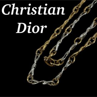 クリスチャンディオール(Christian Dior)のクリスチャンディオール　ロングネックレス　コンビ　男女兼用　ゴールド　シルバー(ネックレス)