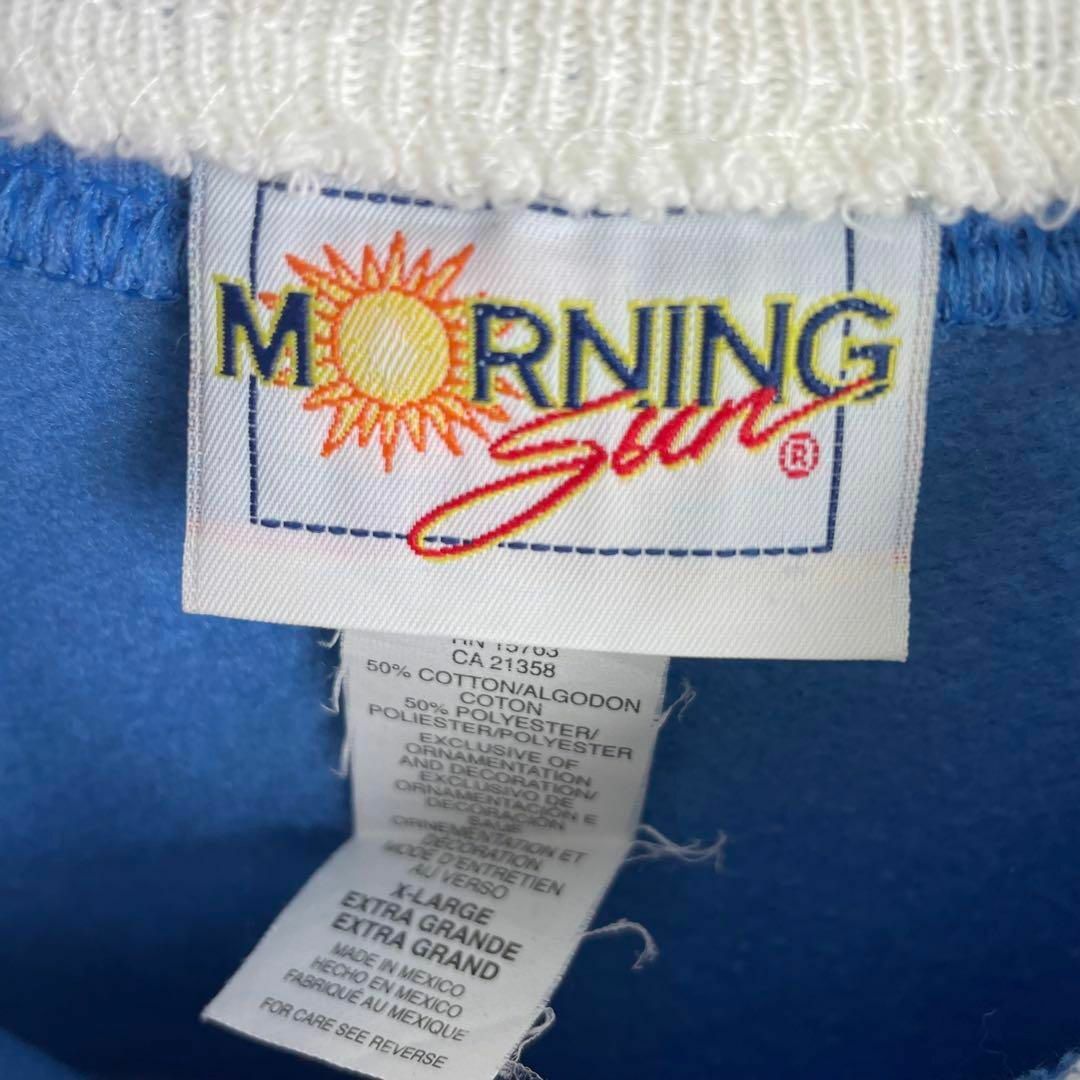 モーニングサン　morning sun 雪　水色　スウェットトレーナー　XL メンズのトップス(スウェット)の商品写真