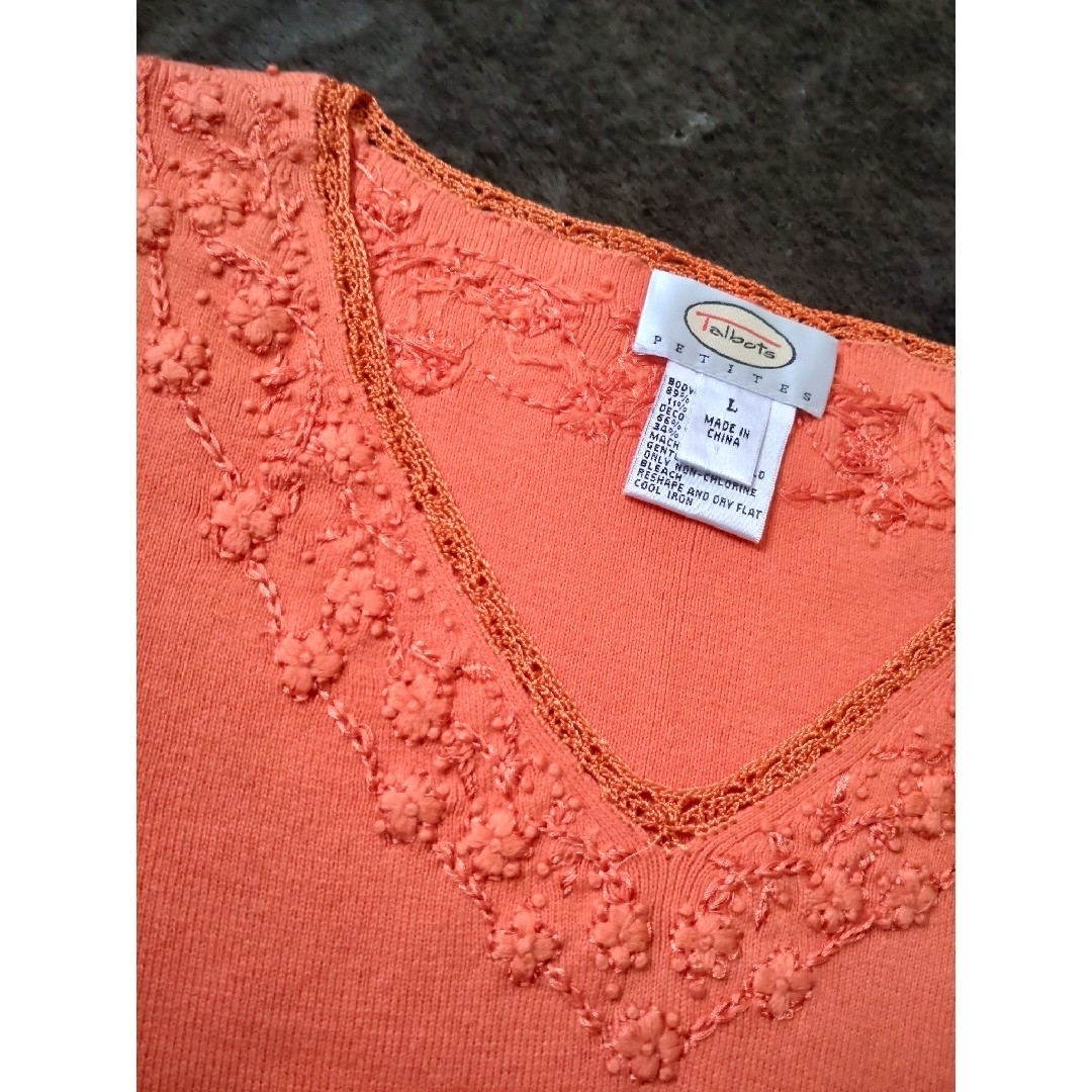 TALBOTS(タルボット)の美品　ブランド名:talbot  タルボット オレンジ　サマーニット レディースのトップス(Tシャツ(半袖/袖なし))の商品写真