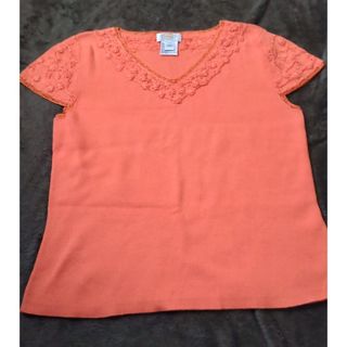 タルボット(TALBOTS)の美品　ブランド名:talbot  タルボット オレンジ　サマーニット(Tシャツ(半袖/袖なし))